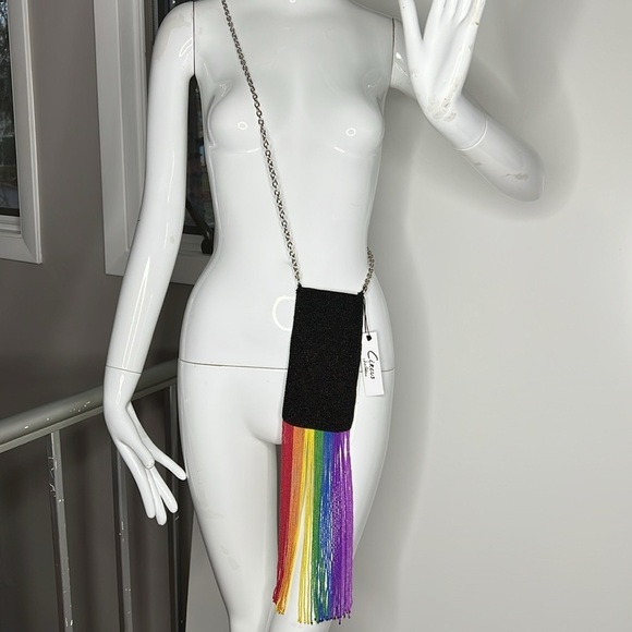 Sam Edelman Circus Crossbody Beaded with Rainbow Beaded Bag with Tassels - New - Picture 7 of 7